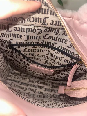 Juicy Couture Pink Let’s Get Cozy Faux Fur Tote Bag Removable Strap With Zipper thumbnail 5