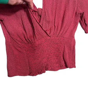 Abercrombie & Fitch Blouse Womens XS Red Polka Dot V-Neck Tie Front Cropped Top thumbnail 9