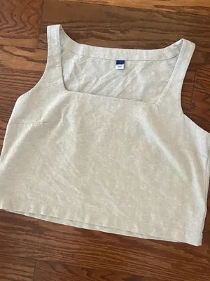NWT Old Navy Cropped Square-Neck Linen-Blend Tank Top Size Large Preppy Minimal thumbnail 10