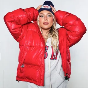 Boys Lie Red Puffer Logo Jacket in Red M/ L thumbnail 1