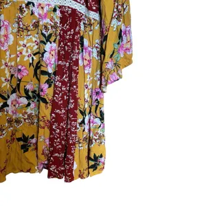 UMGEE Tunic Top Womens Blouse Medium Mix Floral Print Boho Gauze Balloon Sleeves thumbnail 5