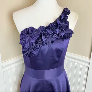 The Limited Purple One Shoulder Rosette Satin Cocktail Dress Size 6 thumbnail 9