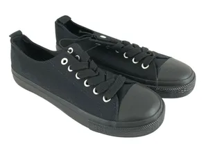 Twisted Womens Low Top Sneakers Canvas Lace Up Black on Black Size 6 thumbnail 1