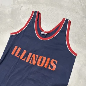 Vintage 1970s Illinois Fighting Illini Tank Top Shirt Basketball Muscle T Jersey thumbnail 2