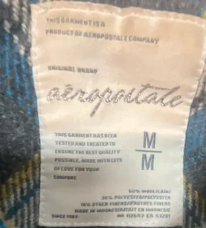 Aeropostale Blue and Yellow Plaid Wool Blend Peacoat Jacket thumbnail 5