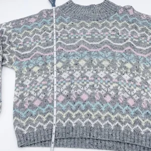 Vintage 80s 90s Croquet Club Women's Soft Pastel Grey Acrylic Knit Sweater Ski thumbnail 9