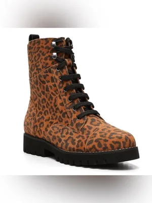 NEW Donald Pliner Ease Leopard Combat Boots Lug Sole Lace Up Size 8M thumbnail 2