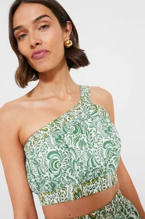 Tuckernuck Hyacinth House Green Floral‎ Gina Crop Top Size Large vacation beach thumbnail 1
