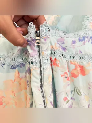 Alice + Olivia Karolina Crochet Floral Blue dress thumbnail 14