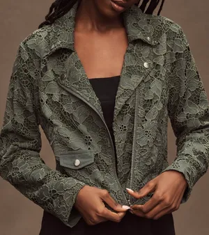 Anthropologie Dolan Lace Moto Jacket, Size M thumbnail 1