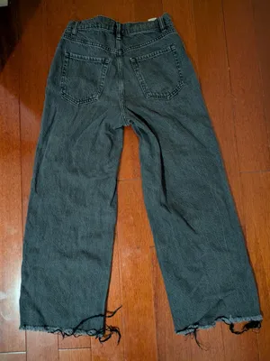 PacSun Nora Wide Leg Black Frayed Hem Jeans Size 25 thumbnail 2