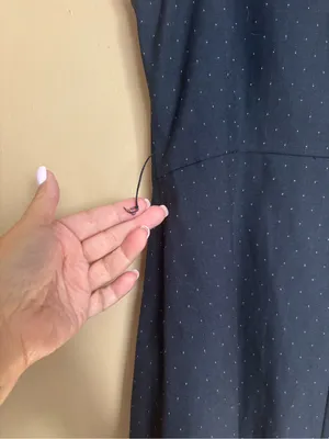 MANGO SUIT Navy Blue Pinstripe‎ Polka Dot Pinafore Sheath Dress With Belt Sz 6 thumbnail 9