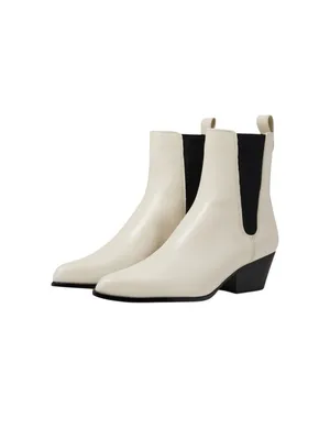 Michael Michael Kors Block Heel Ankle Boots Light Cream Off White / Black 8M thumbnail 10
