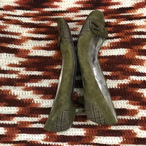 90s Y2K Preppy Whimsygoth Coquette Green Leather Suede Bow Plaid Kitten Heels Pumps Babydoll Patchwork #cottagecore-8.5M thumbnail 5