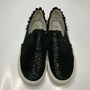 Nurse Mates by Sofft Farrah ruffle black leather slip on sneakers size‎ 8.5 thumbnail 3