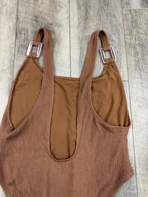 Aerie Brown Textured One Piece Swimsuit thumbnail 9