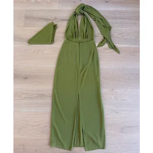Meshki Maxi Dress Halter Gianna Size S Olive Green thumbnail 3
