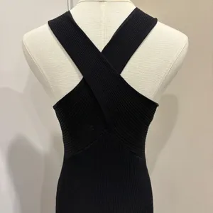 Line & Dot Dre Criss Cross Maxi Dress‎ Black Stretch Ribbed Knit Halter Small thumbnail 8