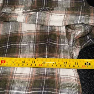 American Eagle Women's Plaid Flannel Peplum Button Up Shirt thumbnail 6