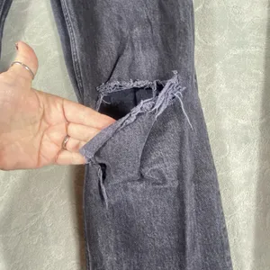 Abercrombie & Fitch 90s Straight Jeans‎ Womens 12/31 Ultra High Rise Rips Fringe thumbnail 7