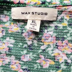 Max Studio XL Cottagecore Green Floral Tiered Women Boho Flutter Sleeve Dress XL thumbnail 4