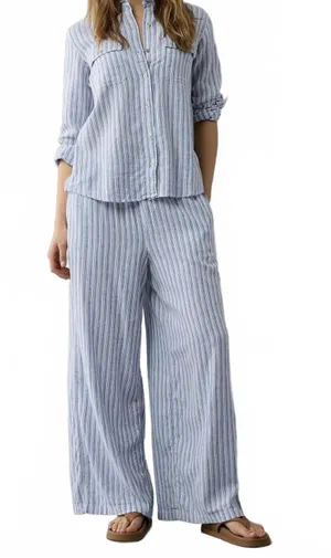 AE Weekend Vibes Linen-Blend Pull-On Pant American Eagle Blue Stripes NWT Medium thumbnail 1