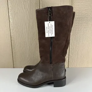 Coach Bailey Brown Leather/Suede Side Zip Mid Calf Boots Size 8B Shearling Lined thumbnail 4
