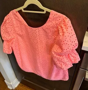 Lilly Pulitzer Coral‎ Neon Shaila Eyelet Blouse Sz Large Sunburst Preppy Summer thumbnail 1