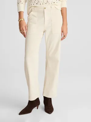 Madewell The Darted Barrel-Leg Utility Pant in Corduroy cream Women’s Sz 26 NWT thumbnail 2