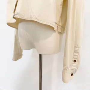 Forever 21 Shacket Size Large L Beige Cropped Button Front Top Pocket Minimalist thumbnail 3