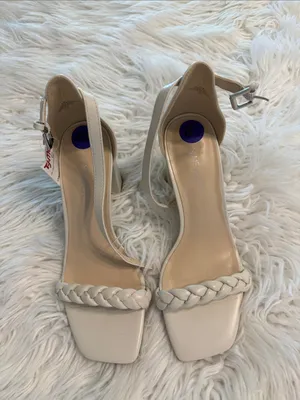 Nine West Cream Braided Ankle Strap Block Heel Sandals size 8,5 brand new thumbnail 3