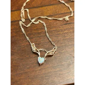 Fire opal 18k rose gold plated guardian angel pendant necklace 16 inch h63 thumbnail 3