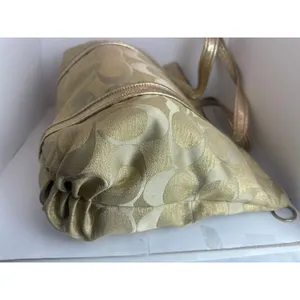 Coach Poppy Op Art Glam Tote Gold Metallic Ja Handbag thumbnail 5