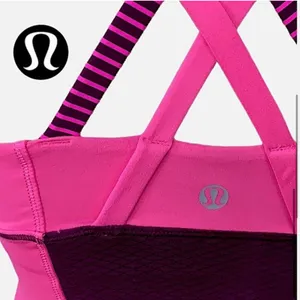 Lululemon Energy Striped Crossback Tank Top Raspberry Glo Built in Bra Size 4 thumbnail 6