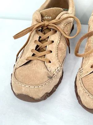 Skechers Relaxed Fit Suede Leather Oxford Sneakers Tan DSCH 44703 Women Size 6 thumbnail 3