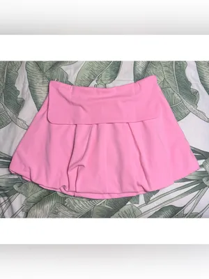 Zara Bubblegum Pink Mini Bubble Skirt Fold Over Waist Lined Pull On Small NWOT thumbnail 3