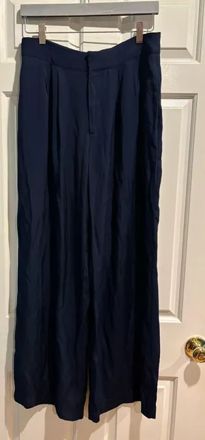 Jason Wu lightweight wide leg pants navy blue sz M thumbnail 1