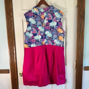 Smak Parlour Sleeveless Mini Dress‎ - Houses Flowers Print - Plus Size 3X thumbnail 2