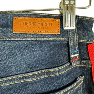 Etienne Marcel Designer Dark Wash Red Ribbon Side Zipper Cropped Jeans Size‎ 24 thumbnail 7