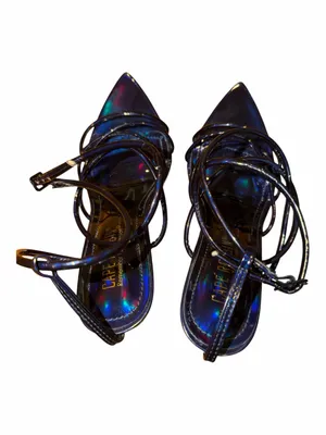Cape Robbin Black Iridescent Strappy Stiletto Sandals thumbnail 4