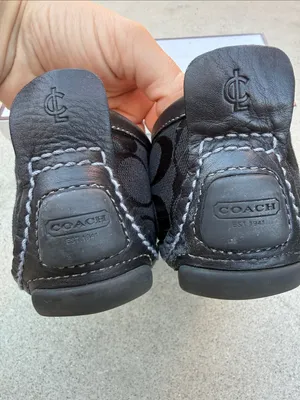 COACH Jillian Black Leather & Fabric Women's Loafers with Silver Hardware thumbnail 4