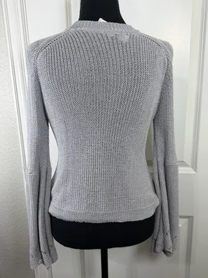 Elliatt Womens Grey Knit Long Bell Sleeve Sweater thumbnail 6