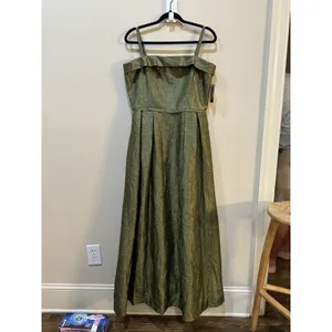 Tahari ASL Women's Sleeveless Ball Gown rich olive hue Size 14 Square‎ Neck thumbnail 5
