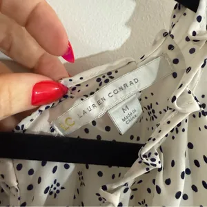 LC Lauren Conrad Relaxed Cream and Navy Blouse thumbnail 2