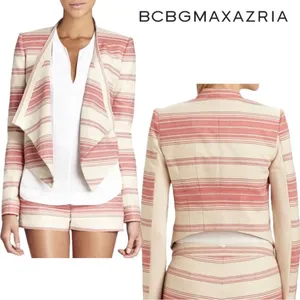 NEW BCBGMAXAZRIA Abbey Cropped Relaxed‎ Blazer Jacket Red Multi Coastal Office thumbnail 2