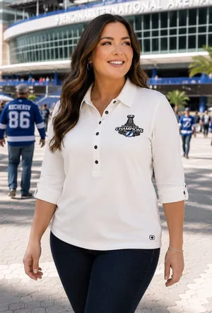 OGIO Tampa Bay Lightning‎ 2020 Stanley Cup Champions 3/4 Sleeve Polo White Small thumbnail 1
