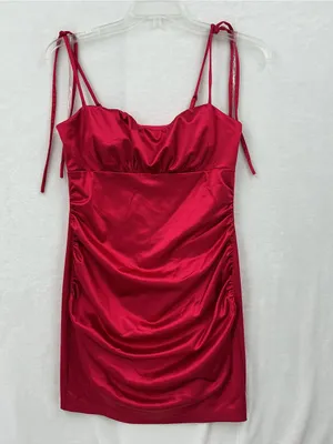 Honey and Rosie Red Satin Cowl-Neck Mini Dress 1212 thumbnail 2