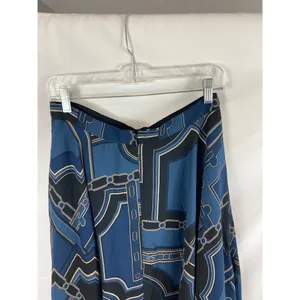 Ann Taylor Patterned Flow Skirt Black and Blue Size 6 thumbnail 4