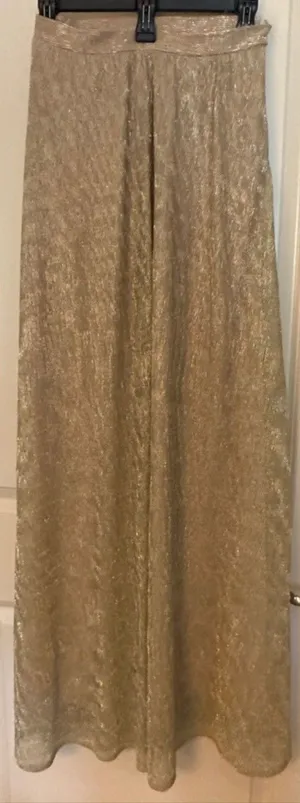 Lulu's gold high waisted maxi lined shimmer skirt Women's Sz Small thumbnail 1