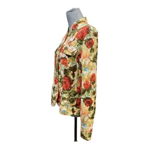 BAMBOO TRADERS Floral Cotton Eyelet Lined Short Blazer/Jacket - Size Large thumbnail 5